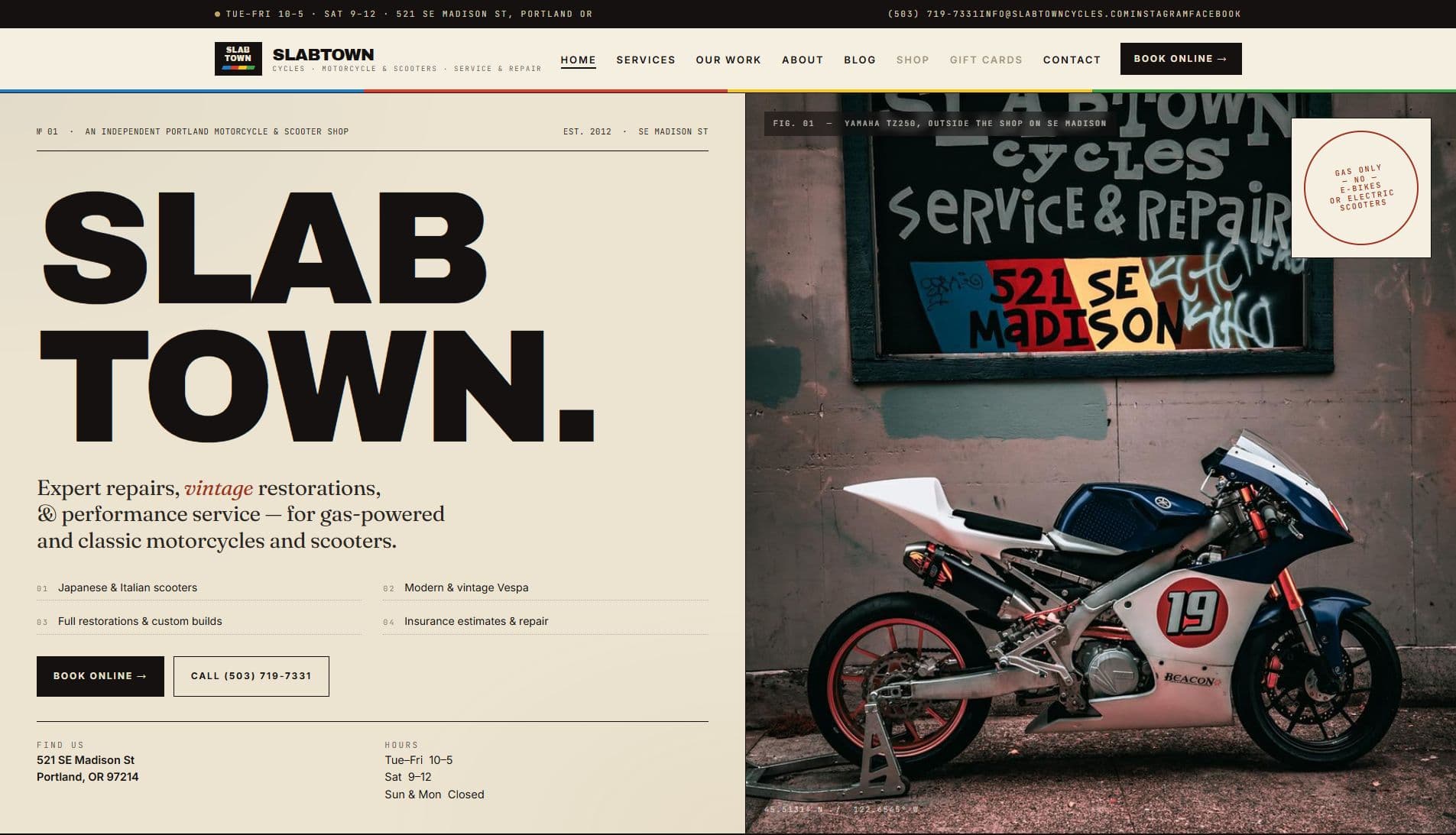 Slabtown Cycles homepage